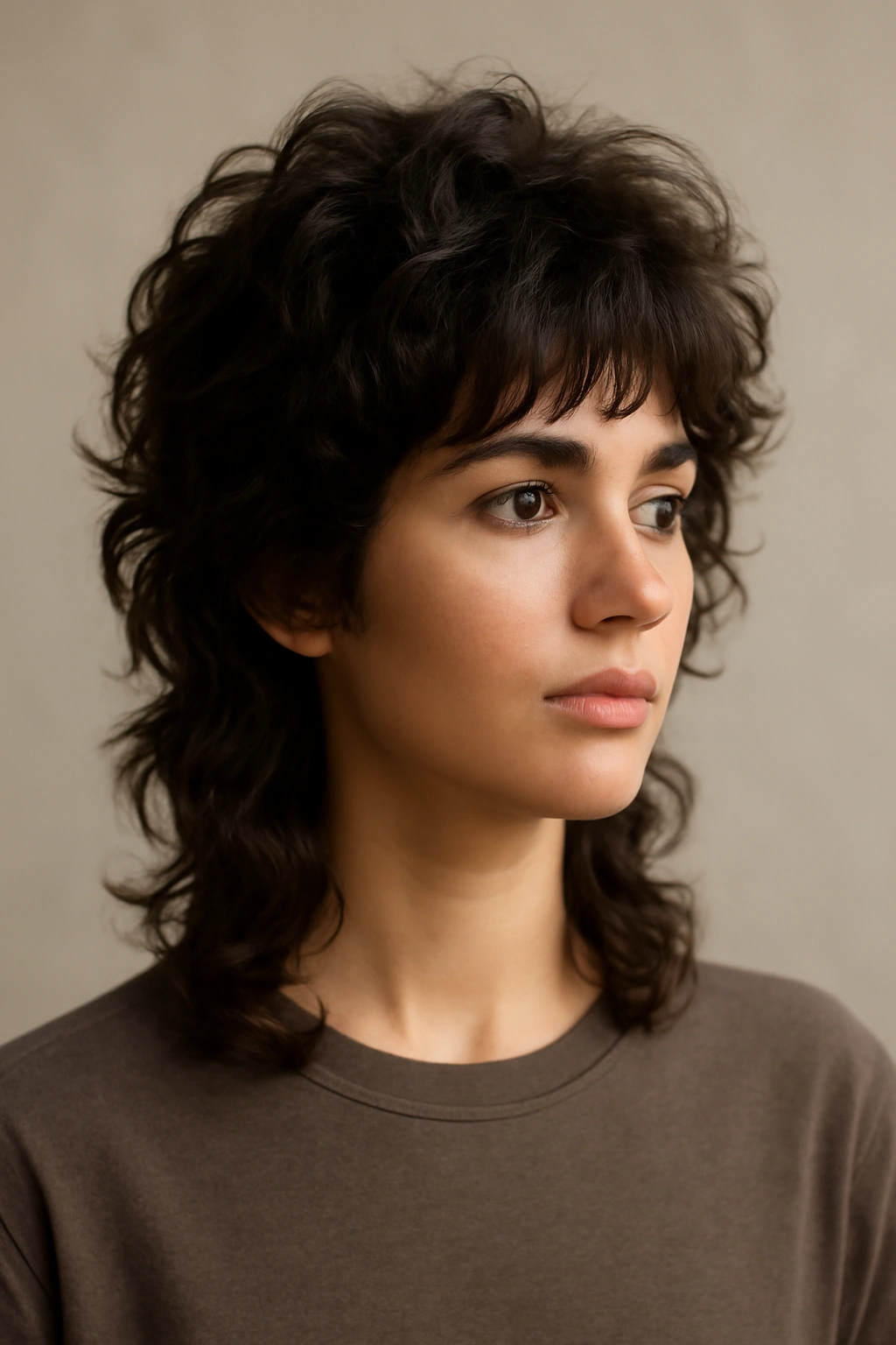 15 Wash and Wear Haircuts by Hair Texture 9 Wolf cut on wavy or curly hair showing crown height and back length.