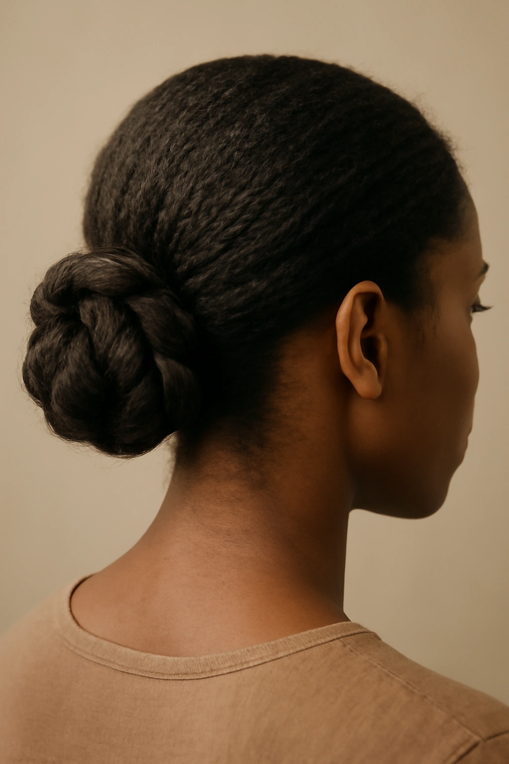 10 Pretty Natural Hair Updos for Special Occasions 4 Wrap-around bun formed by a rope-like spiral wrapped around the base of a low ponytail.