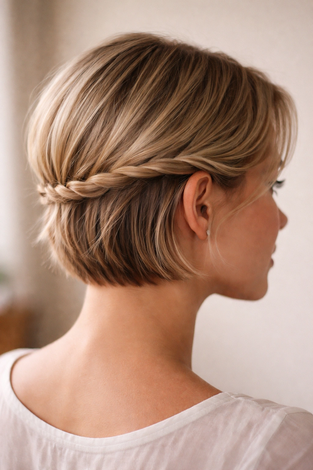15 Easy Updos That Actually Work On Short Hair 11 Wrap-around twist along the back of the head from ear to opposite side