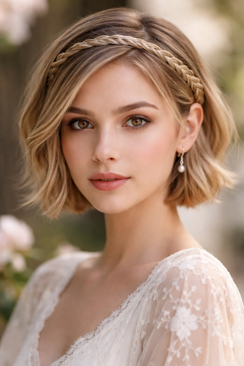 20 Short Braided Hairstyles To Pin Right Now 17 Thin braid wraps around head like a decorative hairband.