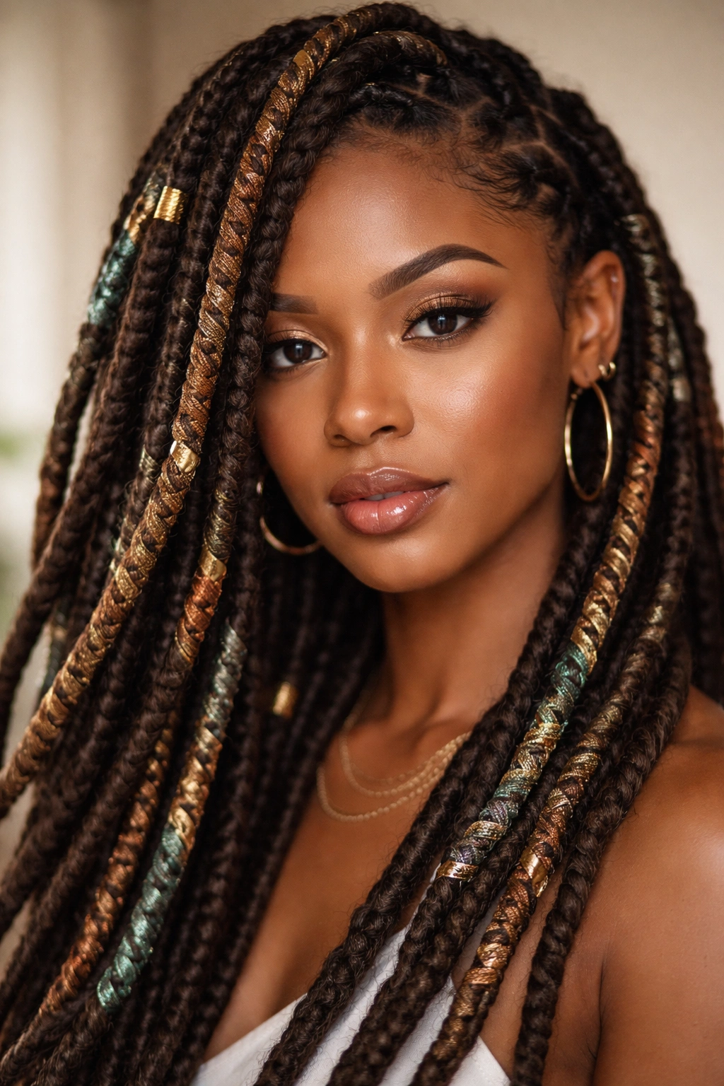 20 Dreadlock Styles For Women At Every Hair Length 16 Dreadlocks wrapped with metallic thread in rope texture
