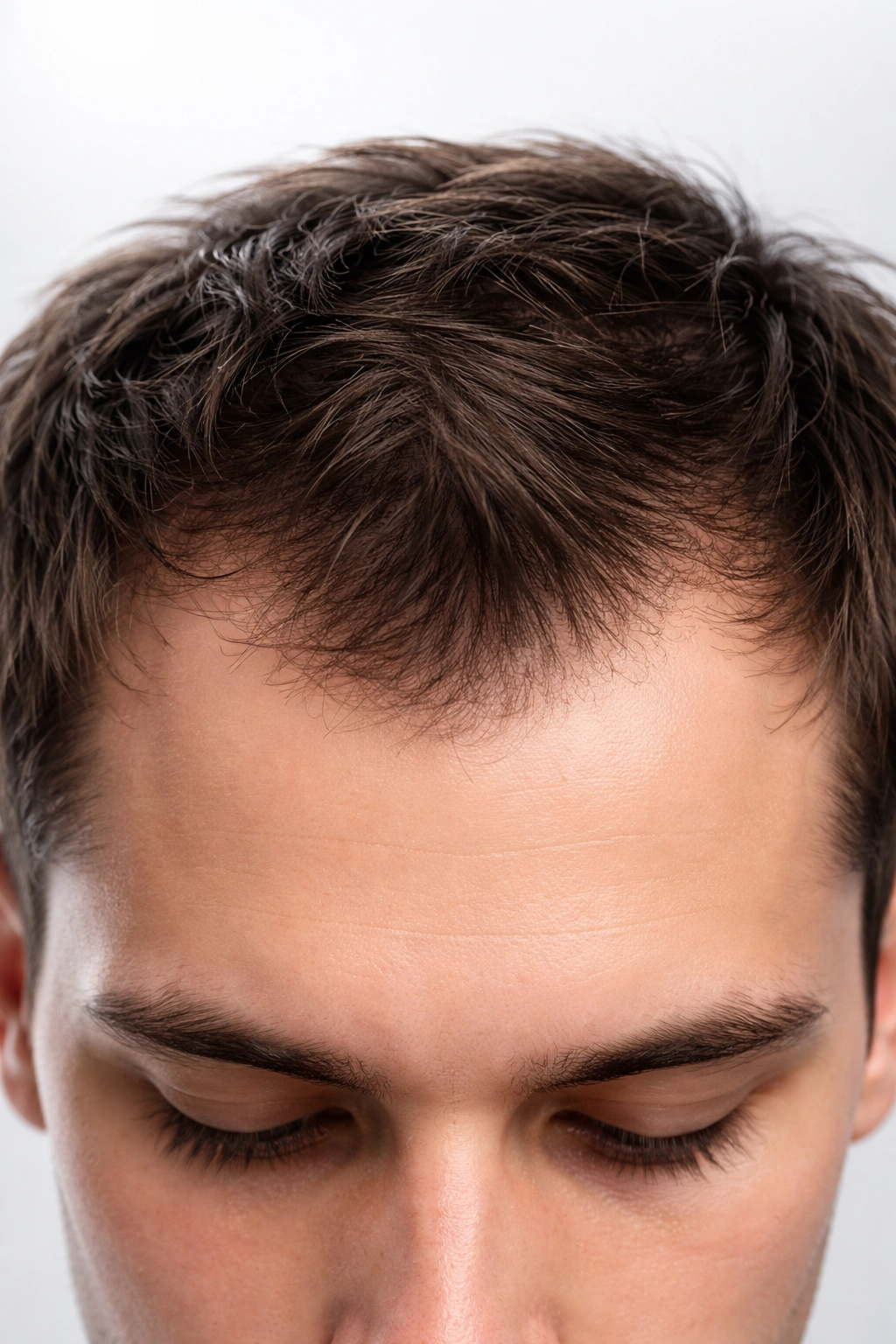 Young male scalp with early hairline recession