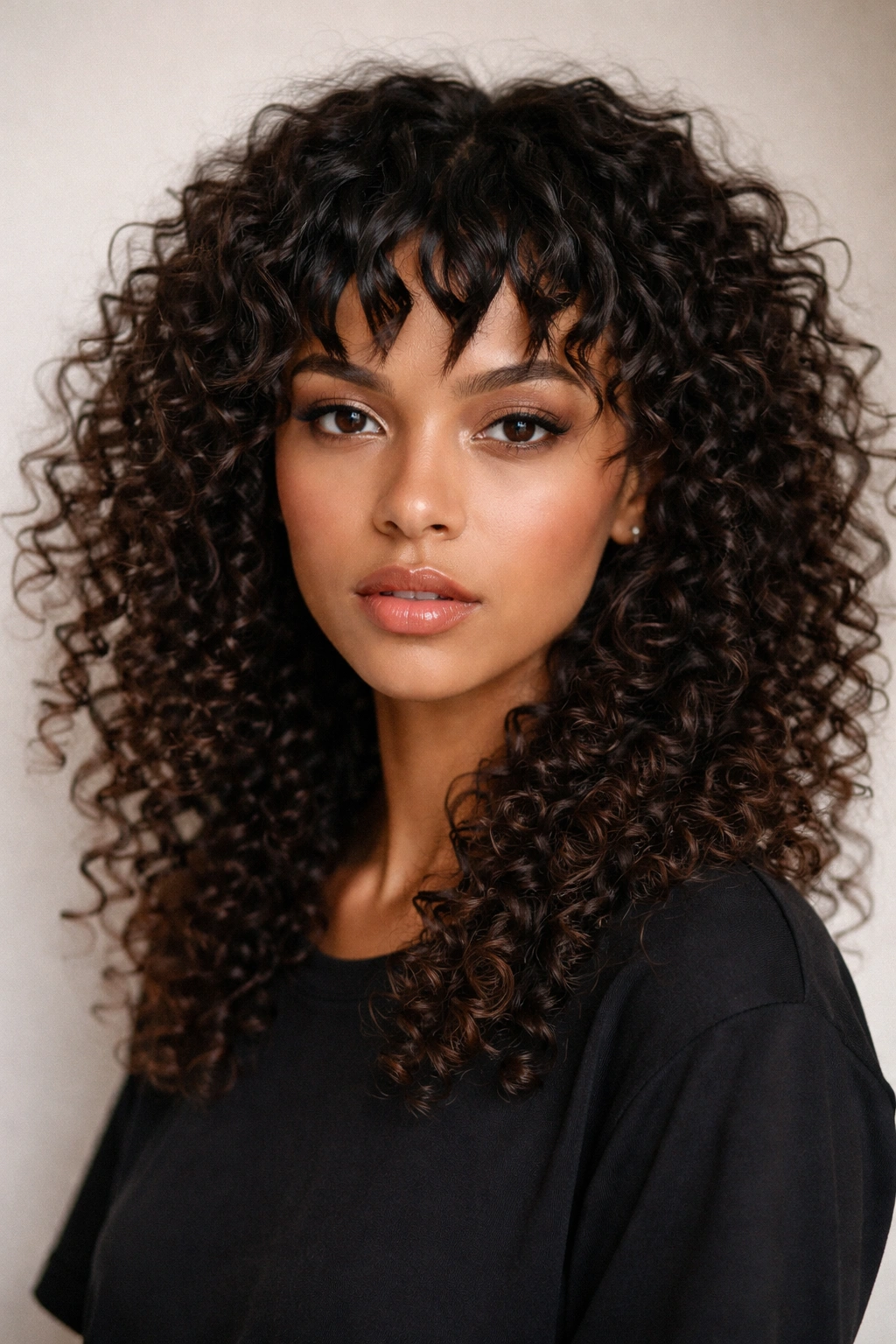 18 Gorgeous Ways To Wear Bangs With Curly Hair 18 Zigzag bangs with bold angular lines on curly hair