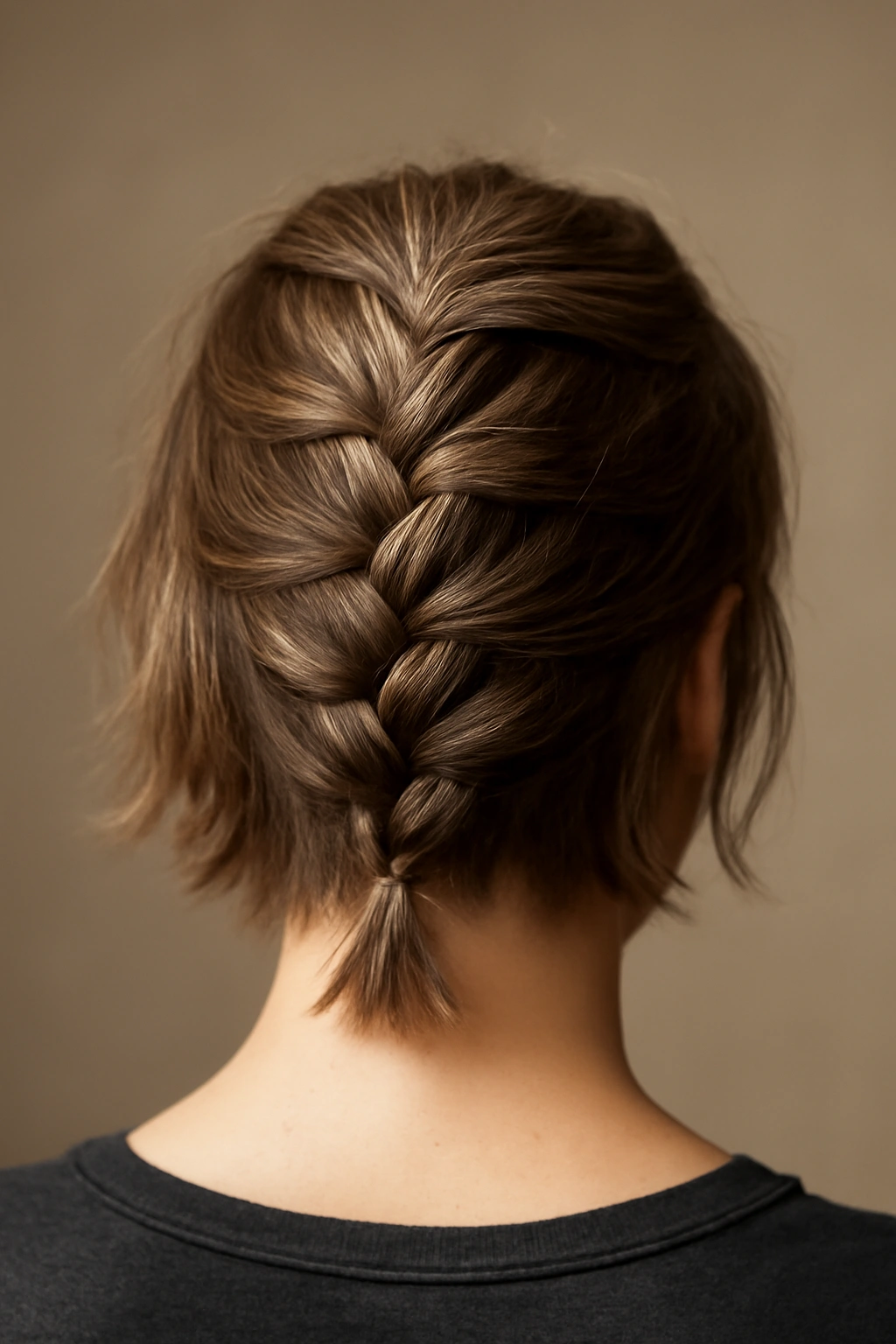 12 Braided Short Hairstyles That Actually Stay Put 9 Back view of short hair with a zig-zag braid down the back