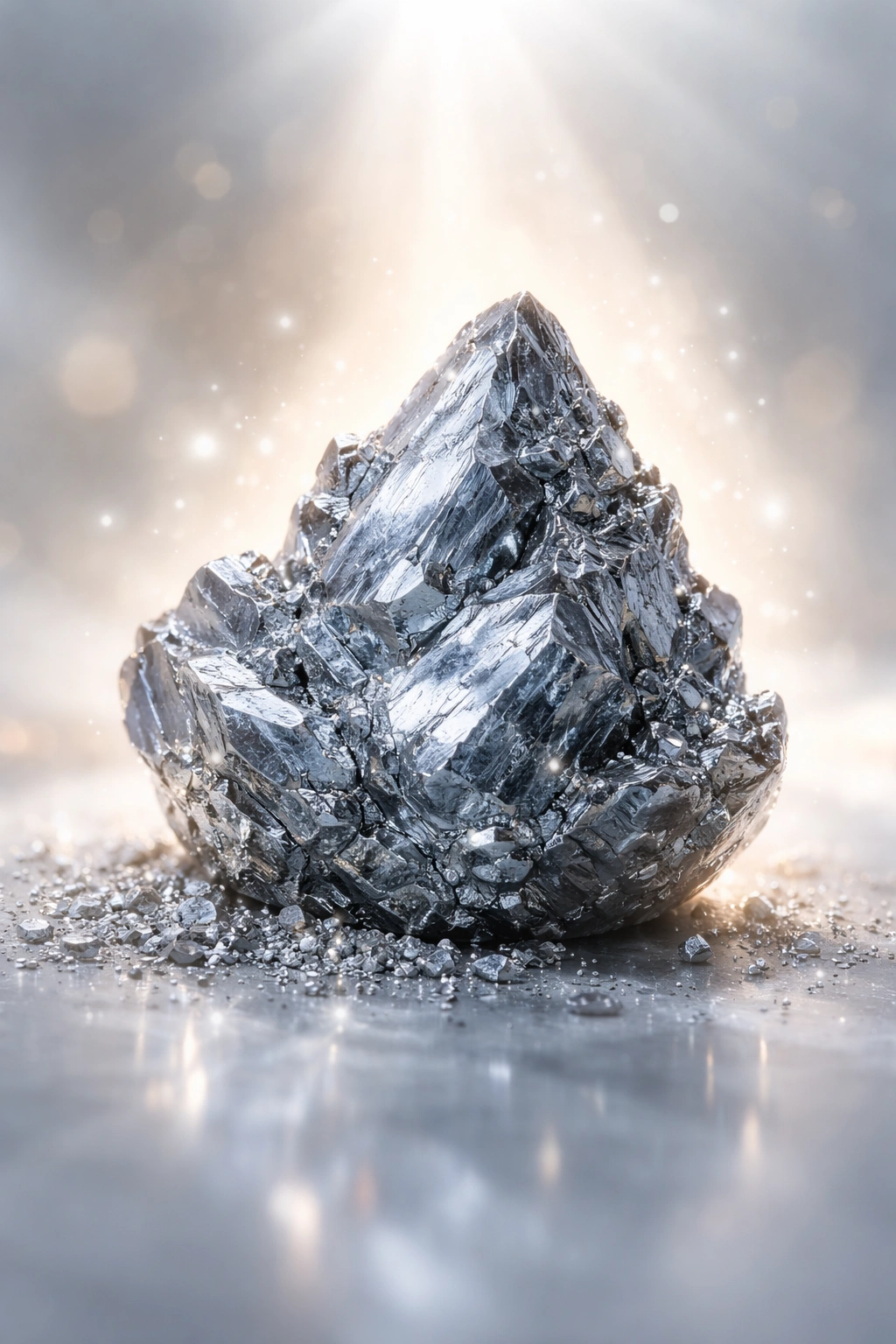 Zinc crystal with halo representing zinc's link to hair growth