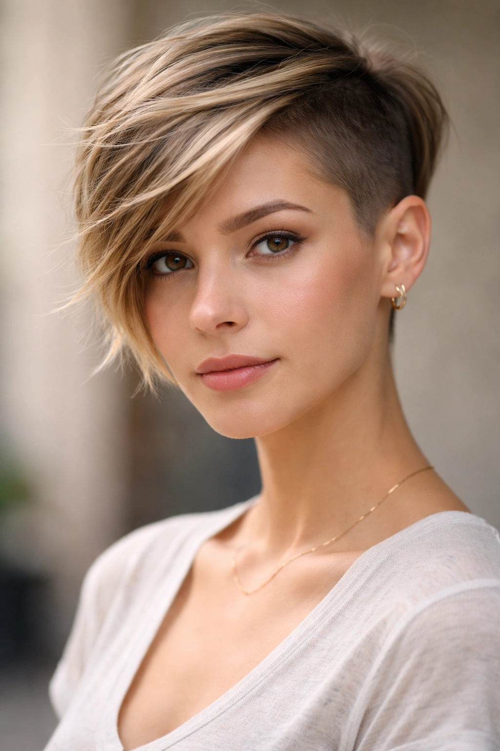 30 Pixie Cuts For Women Who Hate Fussing 11 Portrait of asymmetrical pixie with off-center length difference