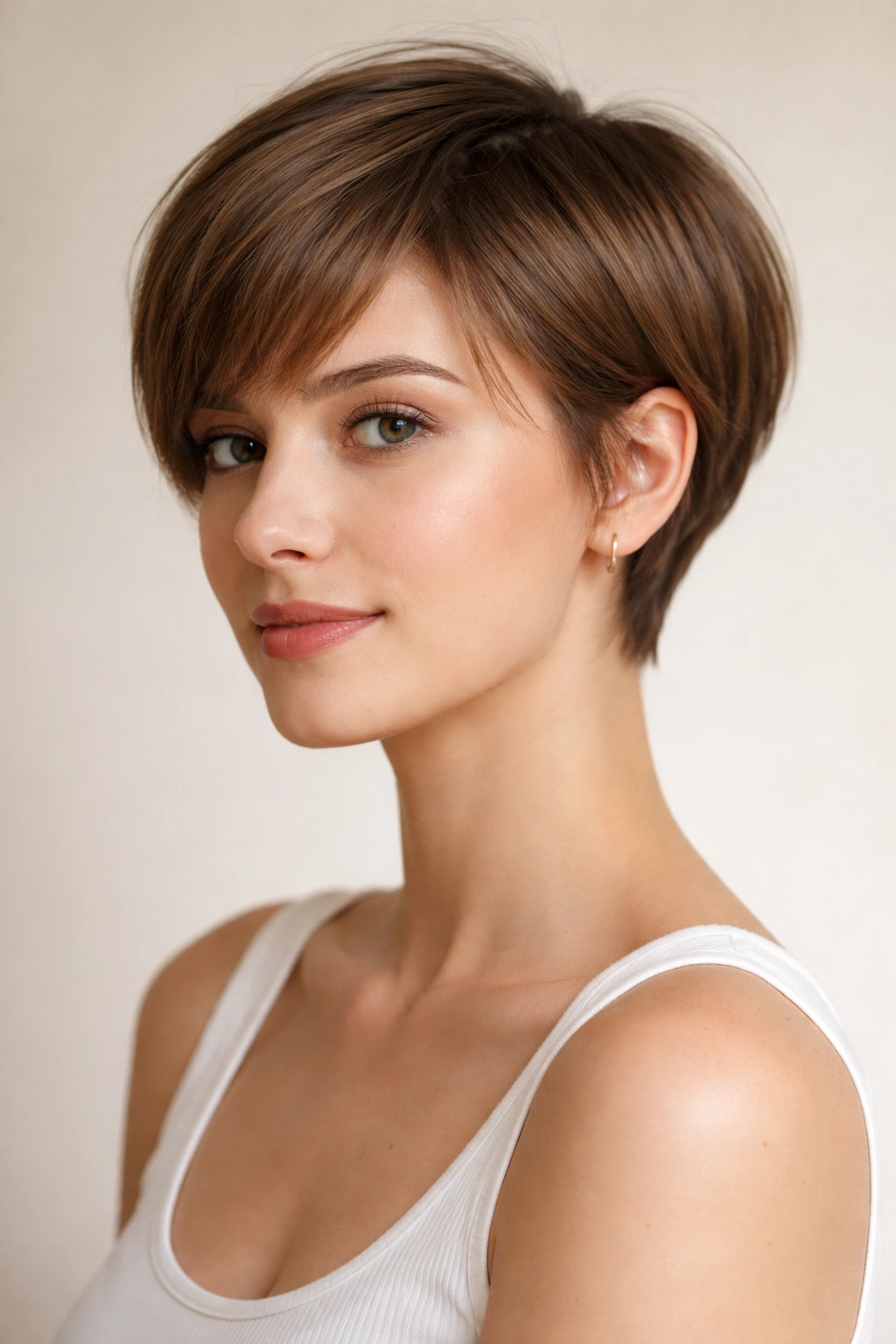 30 Pixie Cuts For Women Who Hate Fussing 9 Portrait of cropped bob pixie with even length and minimal layers
