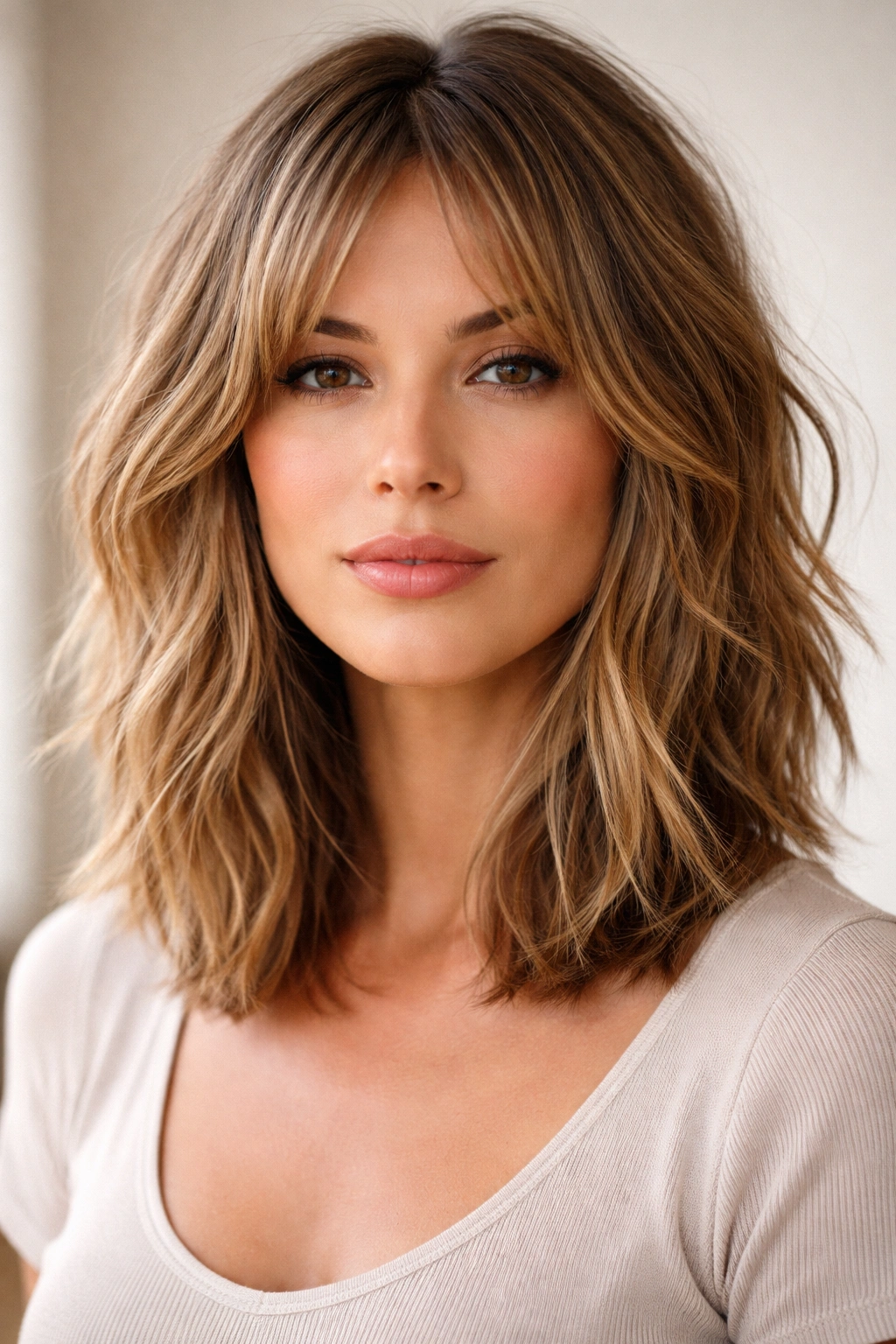 18 Hairstyles That Add Width To A Longer Face 17 Textured long bob with choppy layers along the jawline