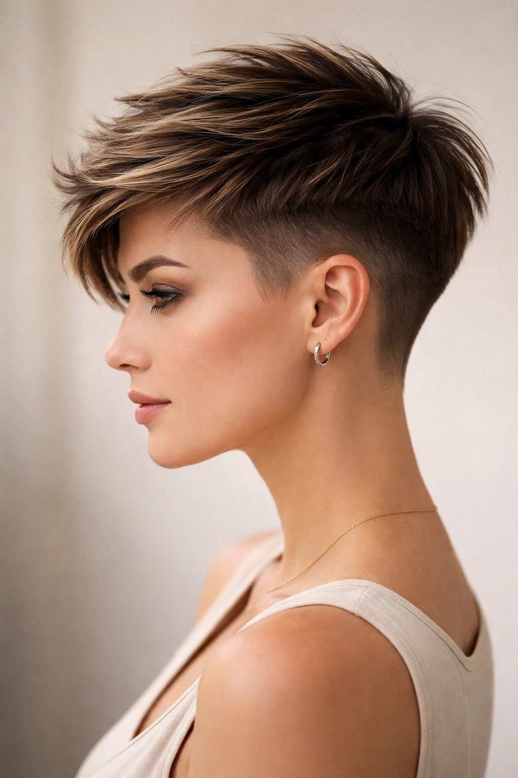 30 Pixie Cuts For Women Who Hate Fussing 10 Portrait of undercut pixie with short sides and longer top